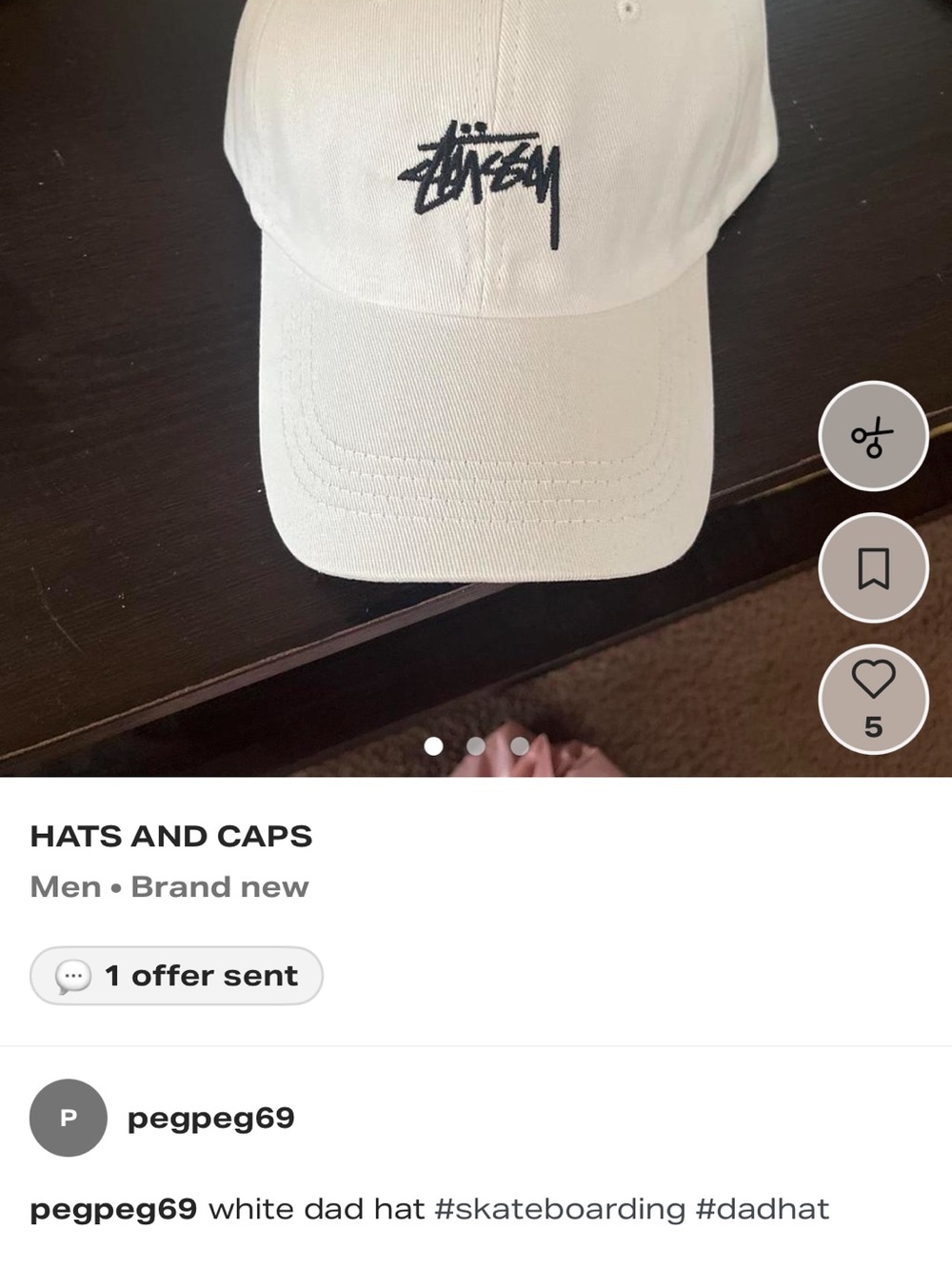 White Cotton Dad Hat with Black Script Logo